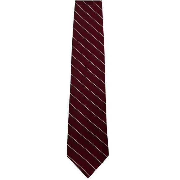 Tommy Hilfiger Men’s Silk Tie Burgundy Red White Diagonal Stripe  57"x 3.75" - Picture 3 of 6